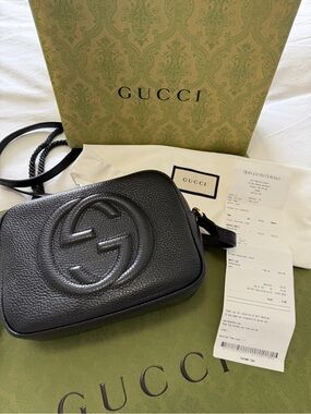 Gucci Black Pebbled Leather Disco Camera Crossbody
